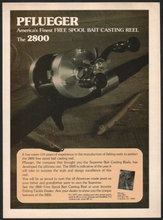 1977 Pflueger Print Ad The 2800 Spool Bait Casting Reel
