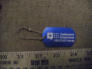 Veterans Crisis Line Blue Metal Dog Tag,  Key Chain,  See Pictures
