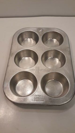 Vintage Muffinaire Silver Beauty 6 Cup Muffin Or Cupcake Pan Seasoned Made In Us