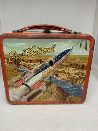 Evel Knienel 1974 Aladdin Industries Tin Lunch Box No Thermos