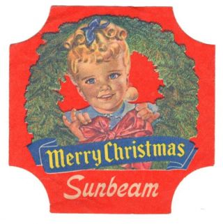 Sunbeam Bread End Label - Little Miss Sunshine - Red - Merry Christmas