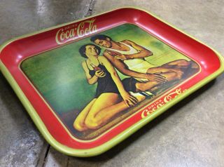 COCA - COLA TIN ADVERTISING SERVING TRAY,  JOHNNY WEISSMULLER COKE,  Vintage Style 2