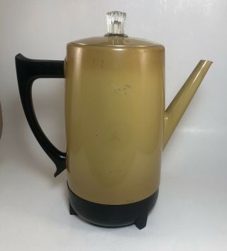 Sears Vintage West Bend Percolator Coffee Pot 5 - 9 Cup Dark Yellow Tan