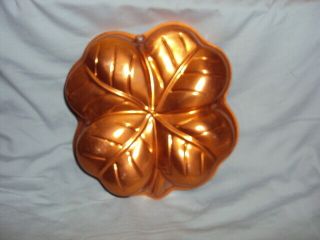 Heavy Copper Tin Jello Cake Mold Shamrock Lucky 4 Leaf Clover 10” Wall Hanging