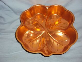 Heavy Copper Tin Jello Cake Mold Shamrock Lucky 4 Leaf Clover 10” Wall Hanging 2