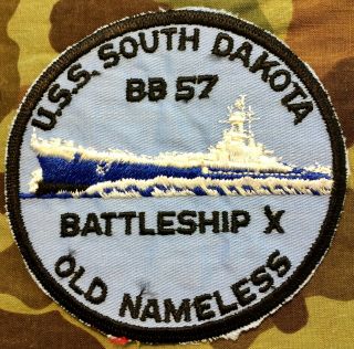 Uss South Dakota Bb - 57 Patch Battleship X Or " Old Nameless "