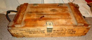 Vintage Wood Wooden Ammo Ammunition Box 81mm Cannon Large Box Look
