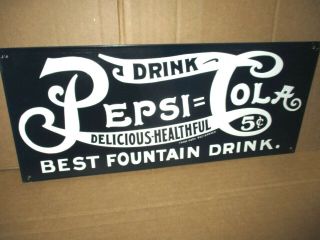 Pepsi - Cola Drink 5c - Delicious Healthful Fountain & Gas Station Screen Door Sign