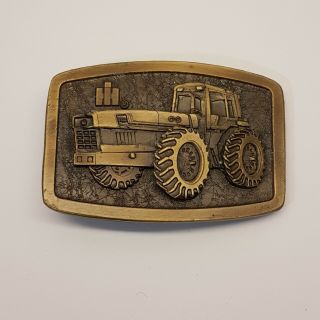Vintage International Harvester Tractor Brass Belt Buckle Spec Cast Usa