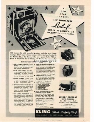 1952 Linhof Technika 23 Camera Vintage Ad