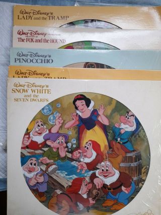 5 Vintage Walt Disneys Picture Discs Vinyl Records Snow White,  Pinocchio,  And More