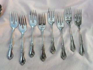 8 Salad Forks In The Sutton Place Pattern - Wm Rogers Stainless - Oneida 6 1/4