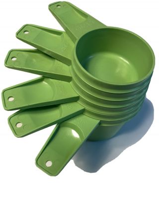 Vintage Set Of 5 Tupperware Measuring Cups Green