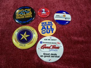 Chevrolet - - 6 Promotional Sales Pin Back Buttons - - N.  O.  S.
