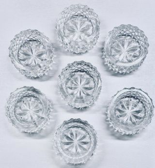 Set Of 7 Matching Vintage Cut Glass Crystal Open Salts Salt Cellars 2 " Diameter