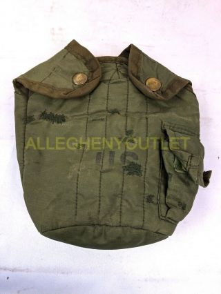 Us Military Vietnam Era Nylon Canteen Cover Pouch W/ Alice Clips Od Green Gc