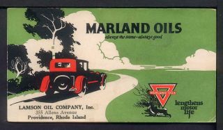 1935 Marland Motor Oil Advertiusing Blotter