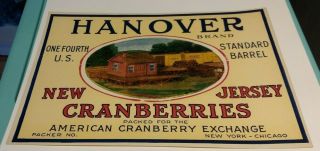 Hanover Jersey Cranberry Label American Cranberry Exchange York