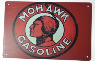 Mohawk Tribe Motor Gasoline Oil Retro Garage Mechanic Metal Tin Sign 12x8 "