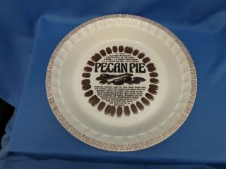 Vtg Royal China By Jeannette Corp Pottery Pecan Pie Recipe Plate Usa