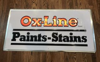 Vintage Ox - Line Paints Paint Advertising Metal Sign - 24” X 48” (1983)