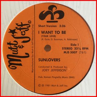 Boogie Funk 12 " Sunlovers - I Want To Be Your Love Mutt & Jeff - Mega Rare Nm Mp3