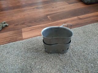 1 Ea.  Military Usmc Us Army Stainless Steel 1 Qt Canteen Cup And Stand