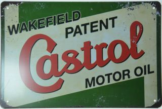 Castrol Patent Motor Oil Gas Fuel Petrol Garage Retro Metal Tin Sign 12x8 "
