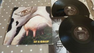 Ex,  Aerosmith Get A Grip Dbl 1993 Vinyl Geffen Gef24444 Rock Great Audio,