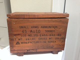 Vintage Wooden Small Arms Ammo Ammunition Box - Manufactured In Korea