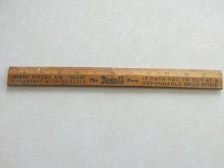 D Advertising Wood 12 " Ruler The Rexall Store Ray Fischer Jefferson Wi Wisconsin