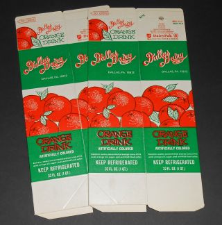 Vintage Dallas Dairy Orange Drink Quart Carton Set Of 2 Luzerne County Dallas Pa