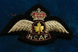 Canada Rcaf Royal Canadian Air Force Pilot Embroidered 3 " Wings Badge Qc