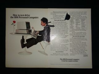 Iconic Ibm Personal Computer Pc Print Ad Centerfold 2 Page Charlie Chaplin Tech