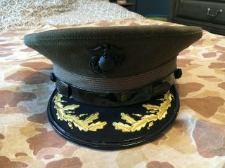 Usmc Marine Officers Field Grade Barracks Cover & Ega,  Size 7 1/4 Hat - Cap