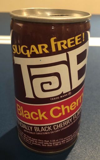 Vintage Tab Black Cherry Soda Pop Can Crimped Steel Coca Cola Company