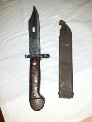 Vintage Romanian Military Bayonet Knife - Bakelite Handle,  Sheath,  Wire Cutter