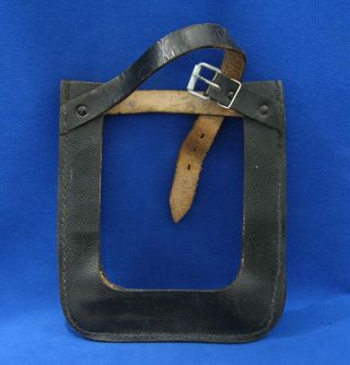 German Post - Wwii Army Shovel Black Leather Carrier Marked