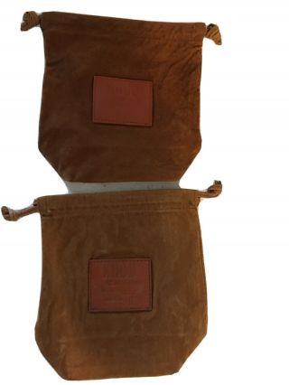 2 Knob Creek Kentucky Bourbon Whiskey Suede Leather Bags Age 9 Years 750 Ml 7x7 "