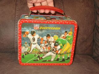 Rare Vintage 1964 Nfl Quarterback Metal Football Lunchbox Aladdin Rare