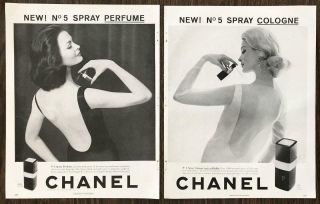 1961 Two - Page Print Ad Chanel No 5 Spray Perfume And Cologne
