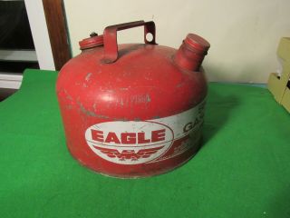 Vintage Eagle Gas Can 2.  5 Gallon Snozzle Metal Vented Model S Great Patina