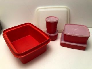 Tupperware 1254 Pac N Carry Lunch Box Paprika W/ 4 Containers & Lids Euc