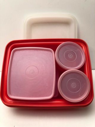 Tupperware 1254 Pac N Carry Lunch Box Paprika W/ 4 Containers & Lids EUC 2