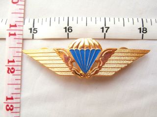 Denmark Army Airborne Parachutist Wings Metal Brevet Badge Officers Gold Finnish
