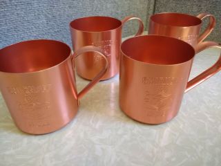 Set Of 4 Smirnoff Moscow Mule Copper Mugs,  Cocktail Barware Cups,  Made U.  S.  A.