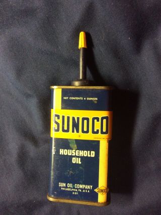 1937 Sun Oil Sunoco Lead Top Cap Household Oil Can - 4oz Handy Oiler