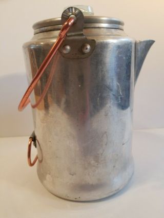 Vintage 9 Cup Comet Aluminum Percolator Coffee Pot Camping Copper Handles Usa
