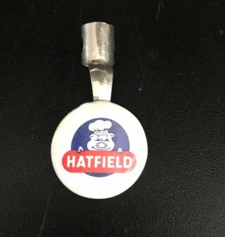 Vintage Hatfield Meats Advertising Pencil Clip / Pocket Clip Piggy W/ Hat 2