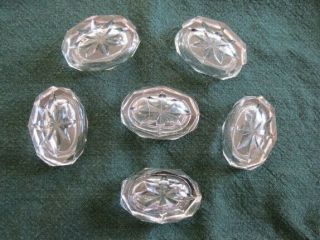 Set Of 6 Antique Oval Crystal Open Salt Cellars,  And